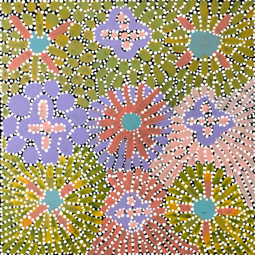 Alhepalh by Janice Clarke Kngwarreye by Janice Clarke Kngwarreye, 30cm x 30cm. Australian Aboriginal Art.