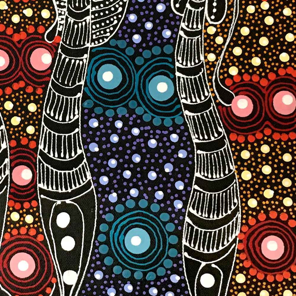 Dreamtime Sisters by Colleen Wallace Nungari (SOLD)-by-Colleen Wallace Nungari-30cm x 30cm-at-Utopia-Lane-Gallery #AboriginalArt #Colleen Wallace Nungari