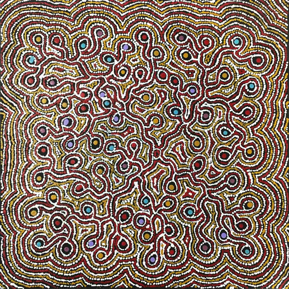 Honey Ant Dreaming by Julie Pengarte-by-Julie Pengarte-30cm x 30cm-at-Utopia-Lane-Gallery #AboriginalArt #Julie Pengarte
