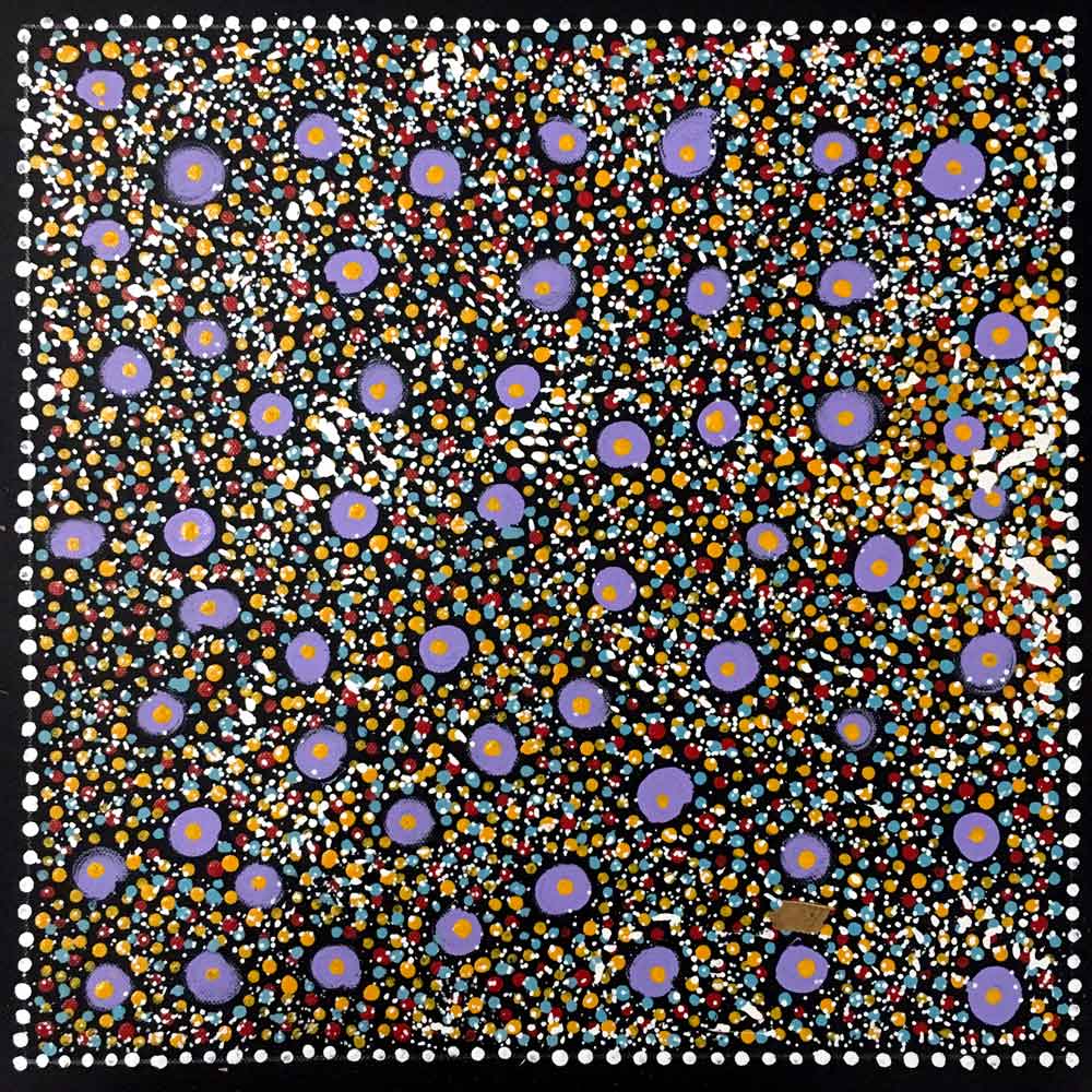 Ruby Saltbush Berries by Thelma Dixon by Thelma Dixon, 30cm x 30cm. Australian Aboriginal Art.