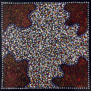 Ruby Saltbush Berries by Thelma Dixon by Thelma Dixon, 30cm x 30cm. Australian Aboriginal Art.