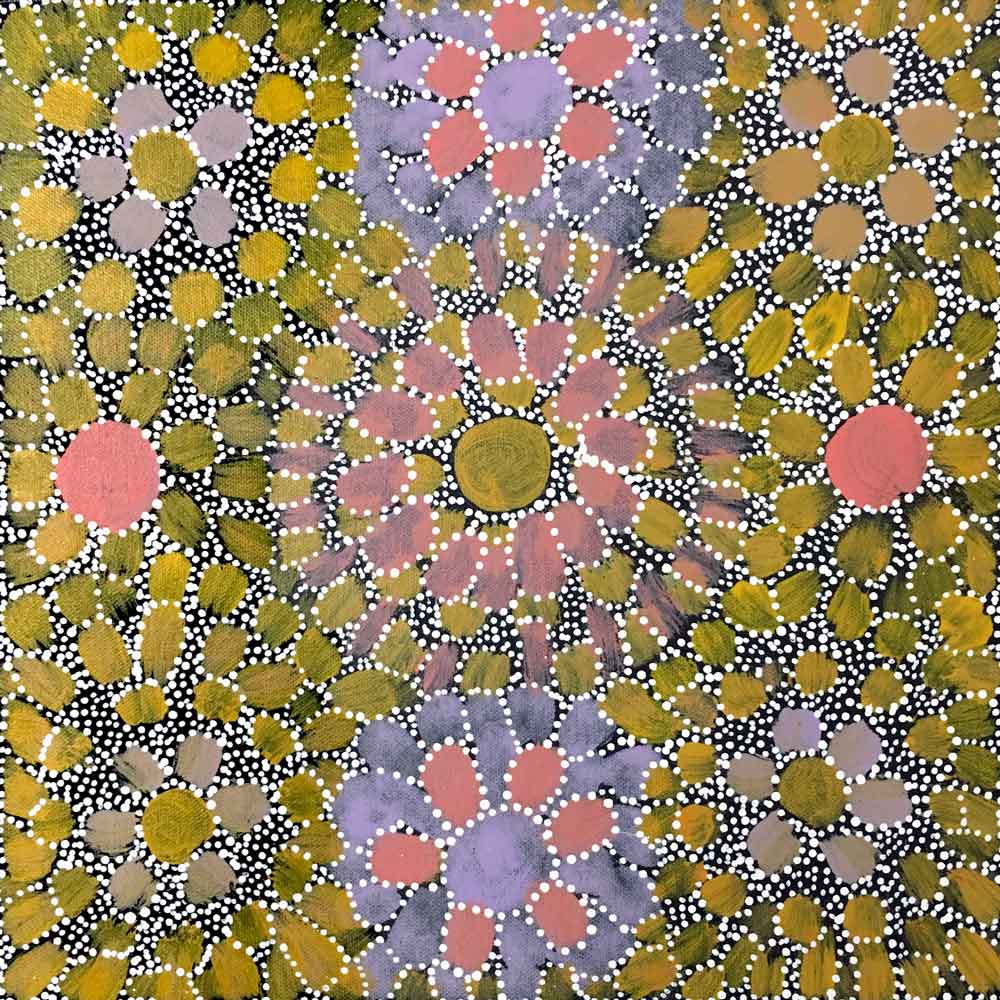 Alhepalh by Hazel Morton Kngwarreye by Hazel Morton Kngwarrey, 30cm x 30cm. Australian Aboriginal Art.