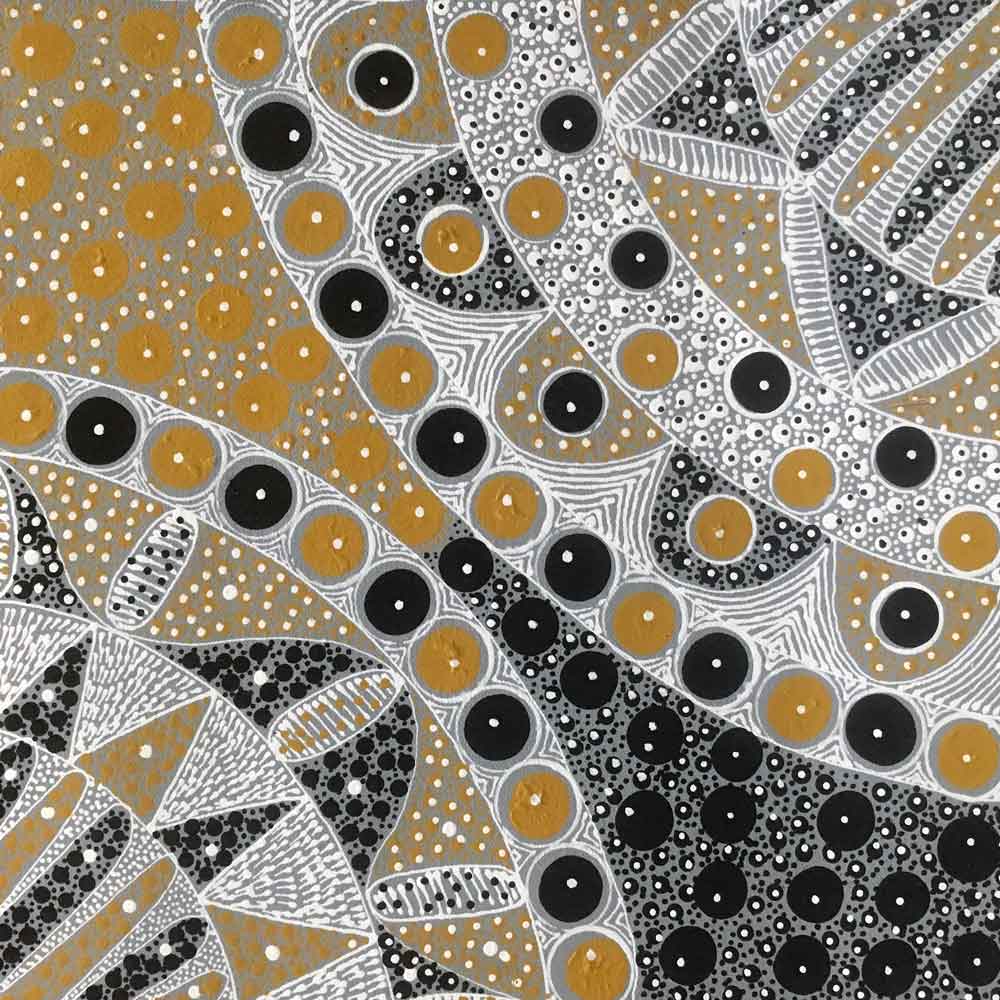 Alpar Seed, Bush Plum & Mulga Seed by Alvira Bird NEW by Alvira Bird Mpetyane, 30cm x 30cm. Australian Aboriginal Art.