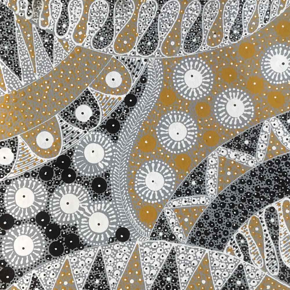 Alpar Seed, Bush Plum & Mulga Seed by Alvira Bird NEW by Alvira Bird Mpetyane, 30cm x 30cm. Australian Aboriginal Art.