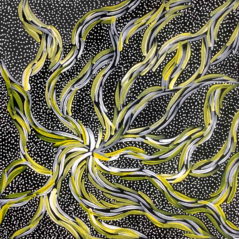 Bush Seed by Pansy McLeod by Pansy McLeod, 30cm x 30cm. Australian Aboriginal Art.