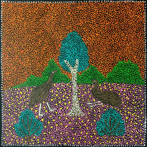 Emu by Nikita Inkamala by Nikita Inkamala, 30cm x 30cm. Australian Aboriginal Art.