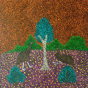 Emu by Nikita Inkamala by Nikita Inkamala, 30cm x 30cm. Australian Aboriginal Art.