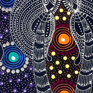 Dreamtime Sisters by Colleen Wallace Nungari by Colleen Wallace Nungari, 30cm x 30cm. Australian Aboriginal Art.