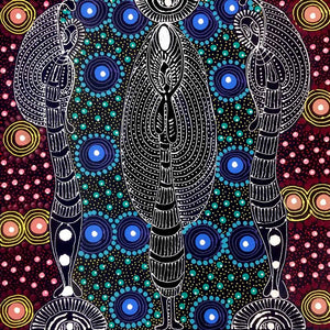 Dreamtime Sisters by Colleen Wallace Nungari by Colleen Wallace Nungari, 30cm x 30cm. Australian Aboriginal Art.