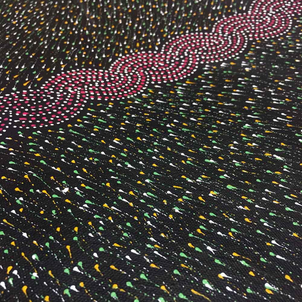 Pencil Yam Flower by Elizabeth Loy Kngwarreye by Elizabeth Loy Kngwarreye, 30cm x 30cm. Australian Aboriginal Art.