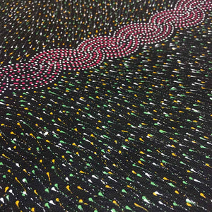 Pencil Yam Flower by Elizabeth Loy Kngwarreye by Elizabeth Loy Kngwarreye, 30cm x 30cm. Australian Aboriginal Art.