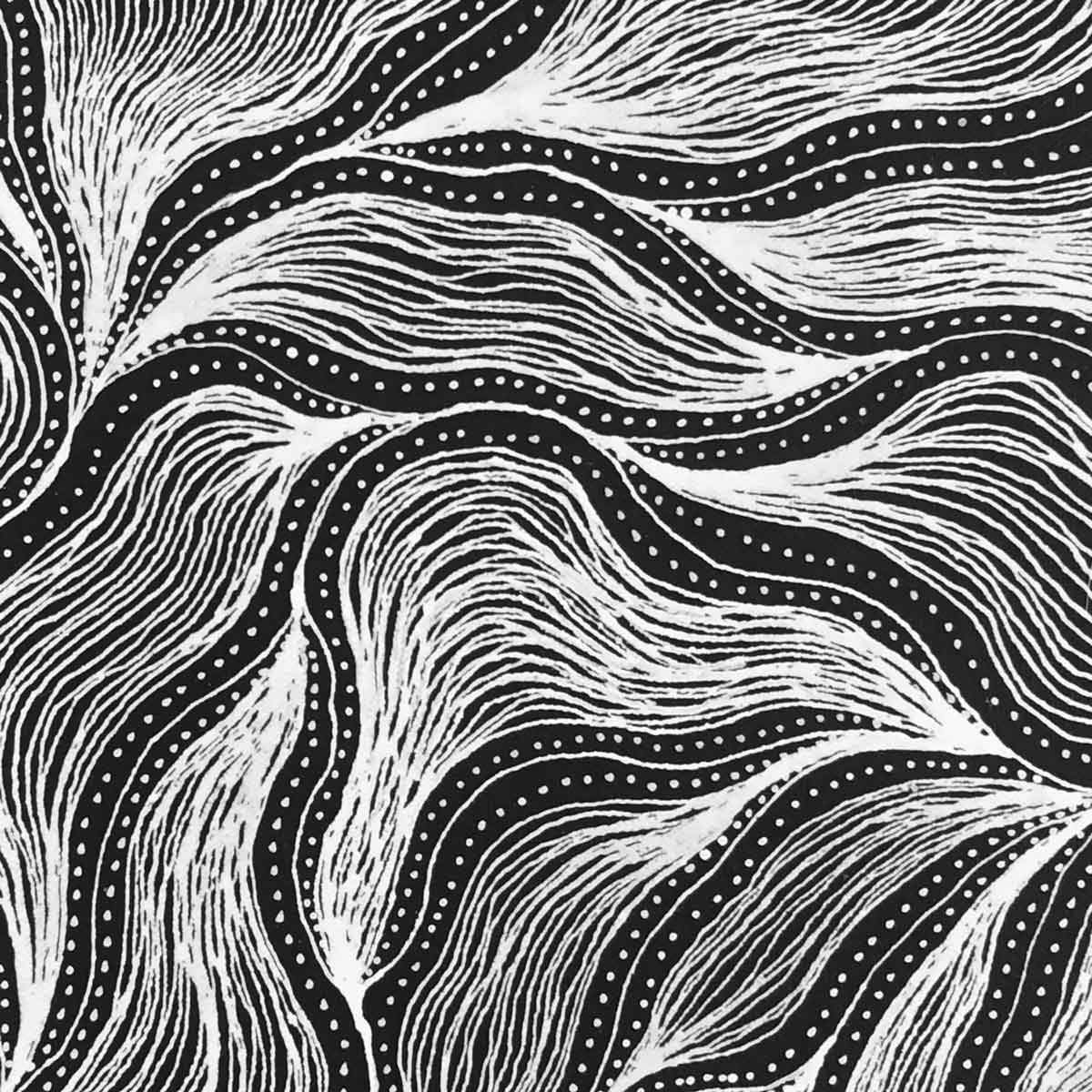 Pencil Yam Story by Delvine Petyarre. Australian Aboriginal Art.