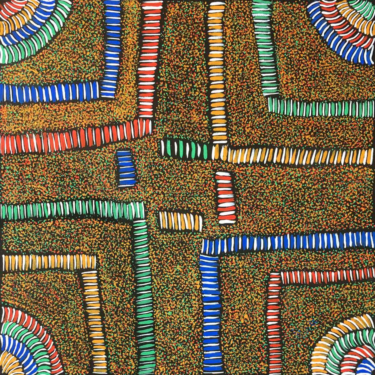 Conkerberry Story by Malanda Kunoth Petyarre. Australian Aboriginal Art.
