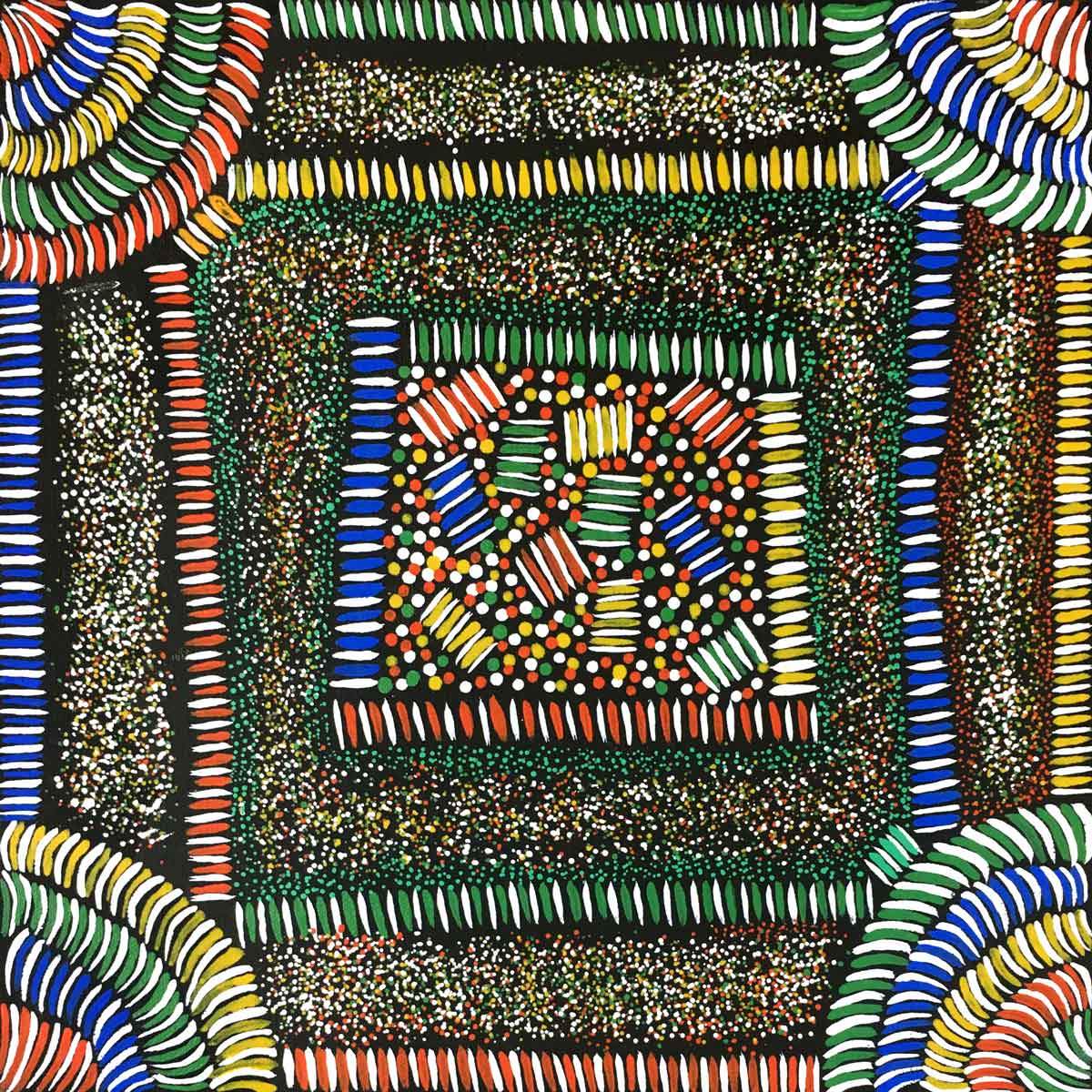 Conkerberry Story by Malanda Kunoth Petyarre. Australian Aboriginal Art.