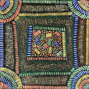 Conkerberry Story by Malanda Kunoth Petyarre. Australian Aboriginal Art.