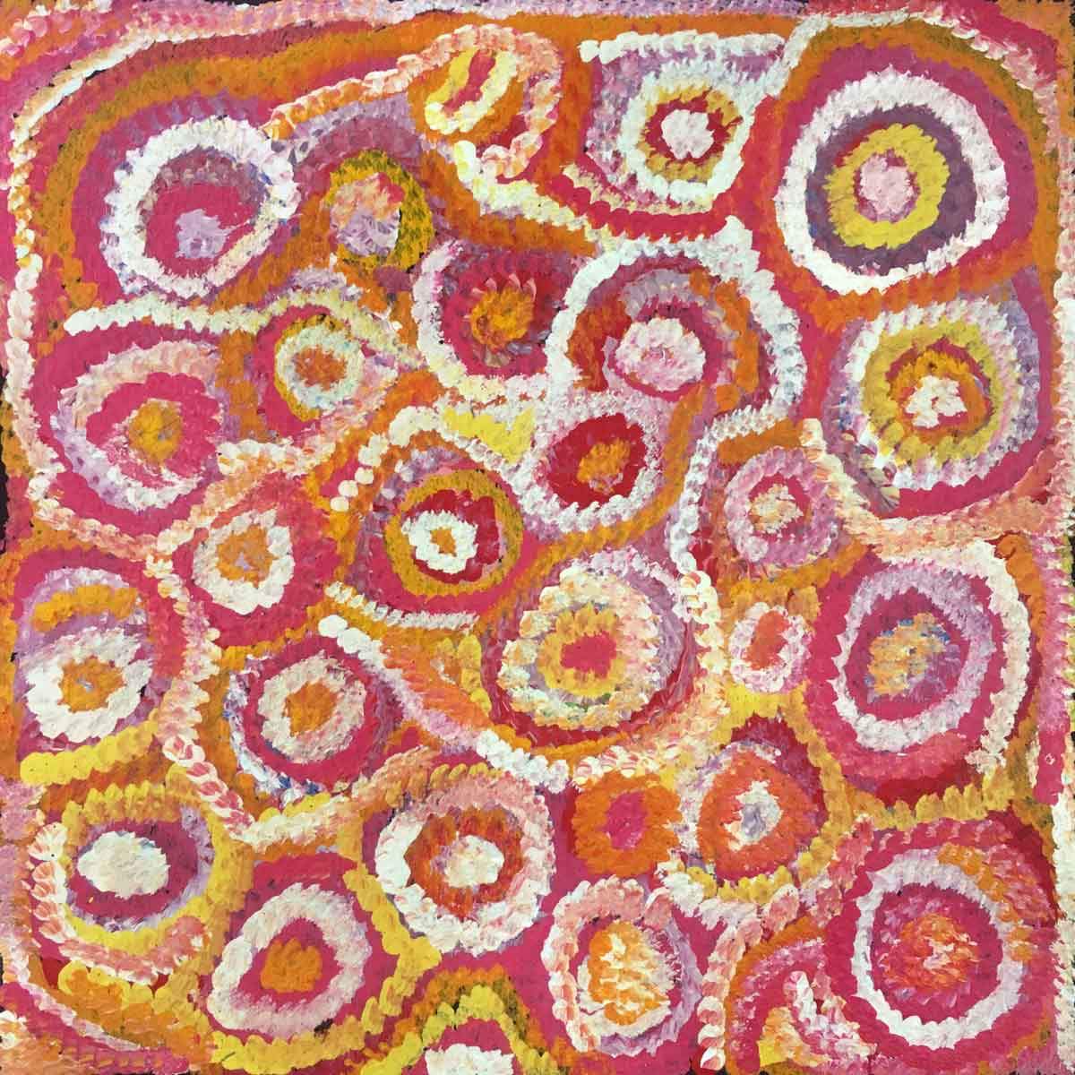 Pencil Yam Story by Dolly Mills Petyarre. Australian Aboriginal Art