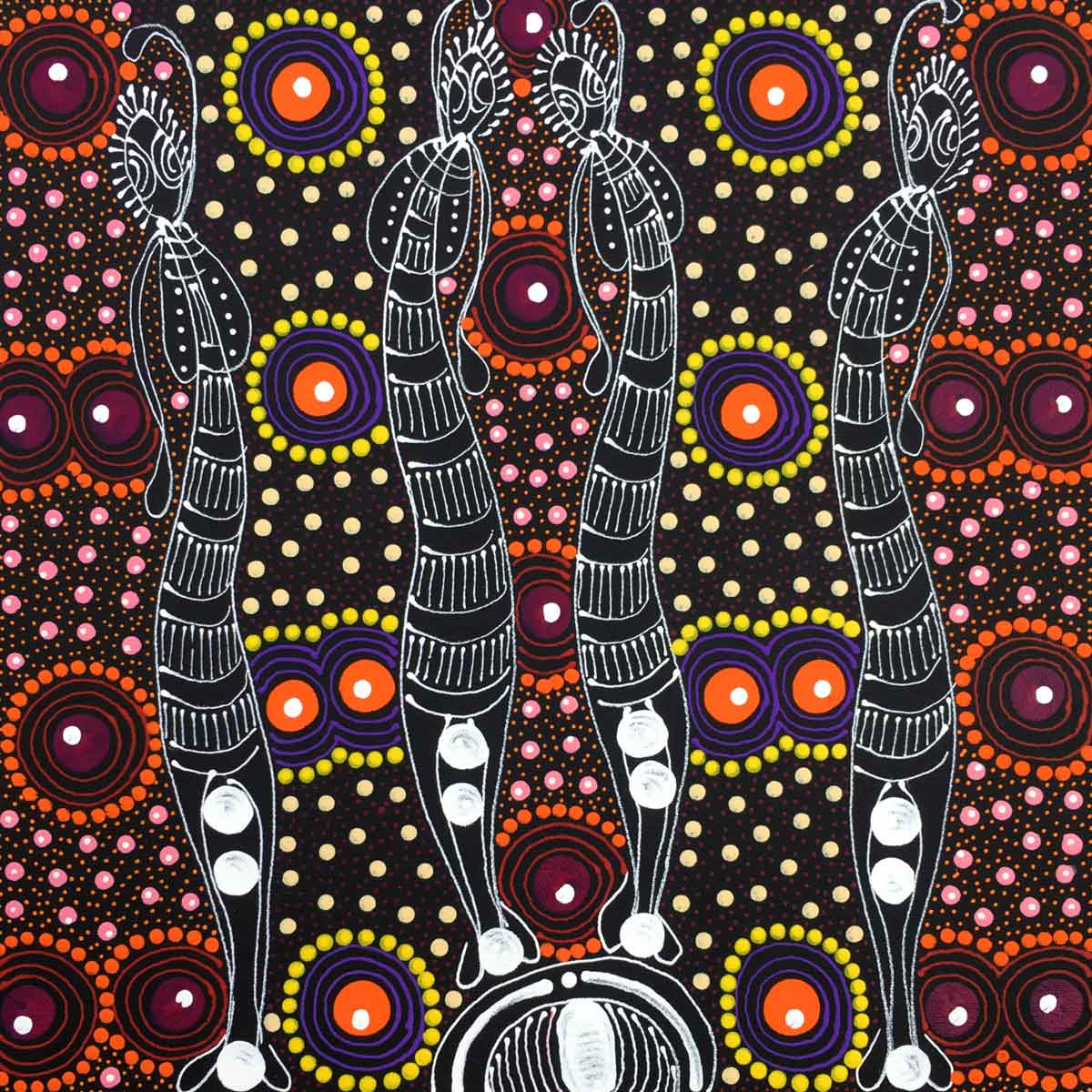 Small Dreamtime Sisters painting by Colleen Wallace Nungari