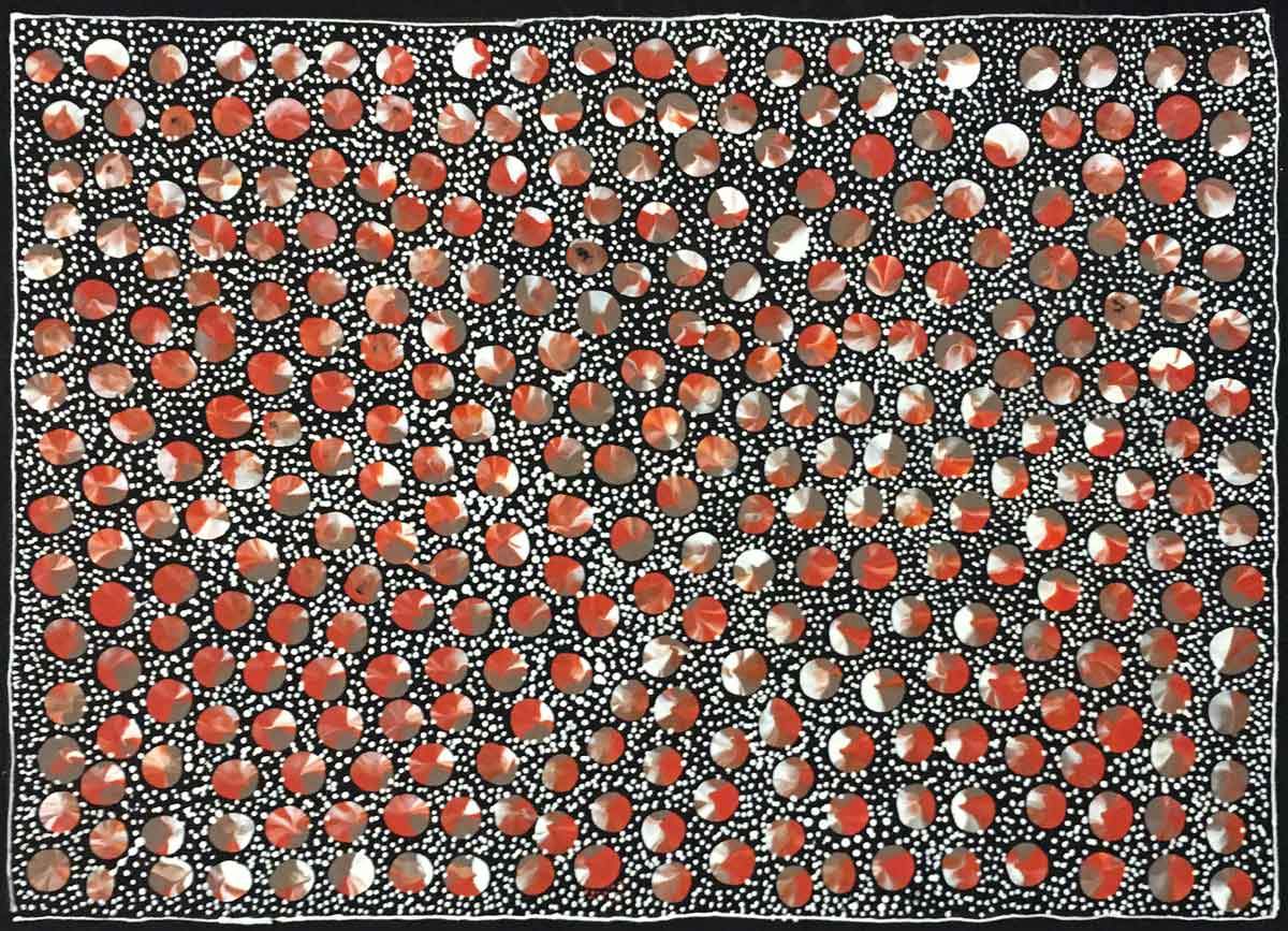 Pencil Yam Seed by Eileen Bird Nungarai. Australian Aboriginal Art.