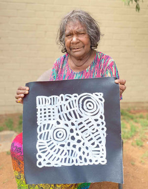 My Mother's Country by Betty Mbitjana. Australian Aboriginal painting.