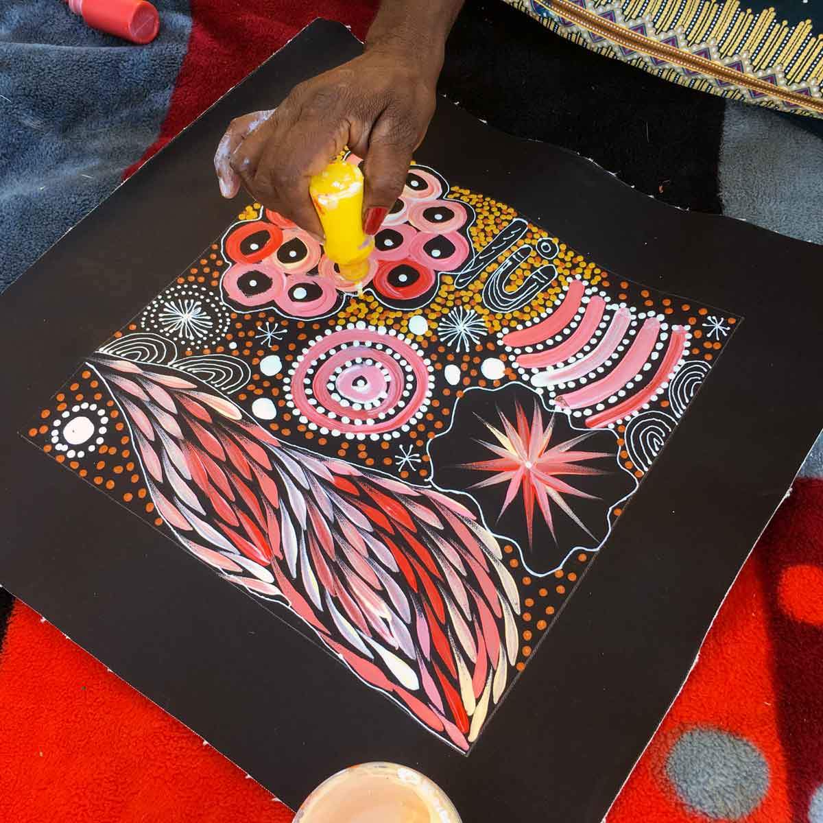 Bush Yam Story by Janet Golder Kngwarreye. Australian Aboriginal Art.