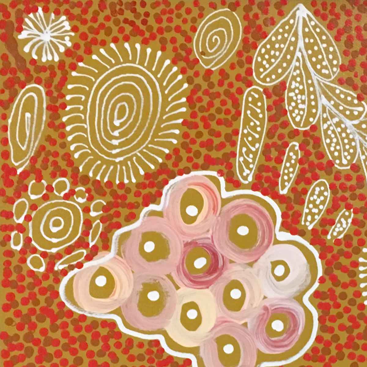 Pencil Yam by Janet golder Kngwarreye | Stretched. Australian Aboriginal Art.