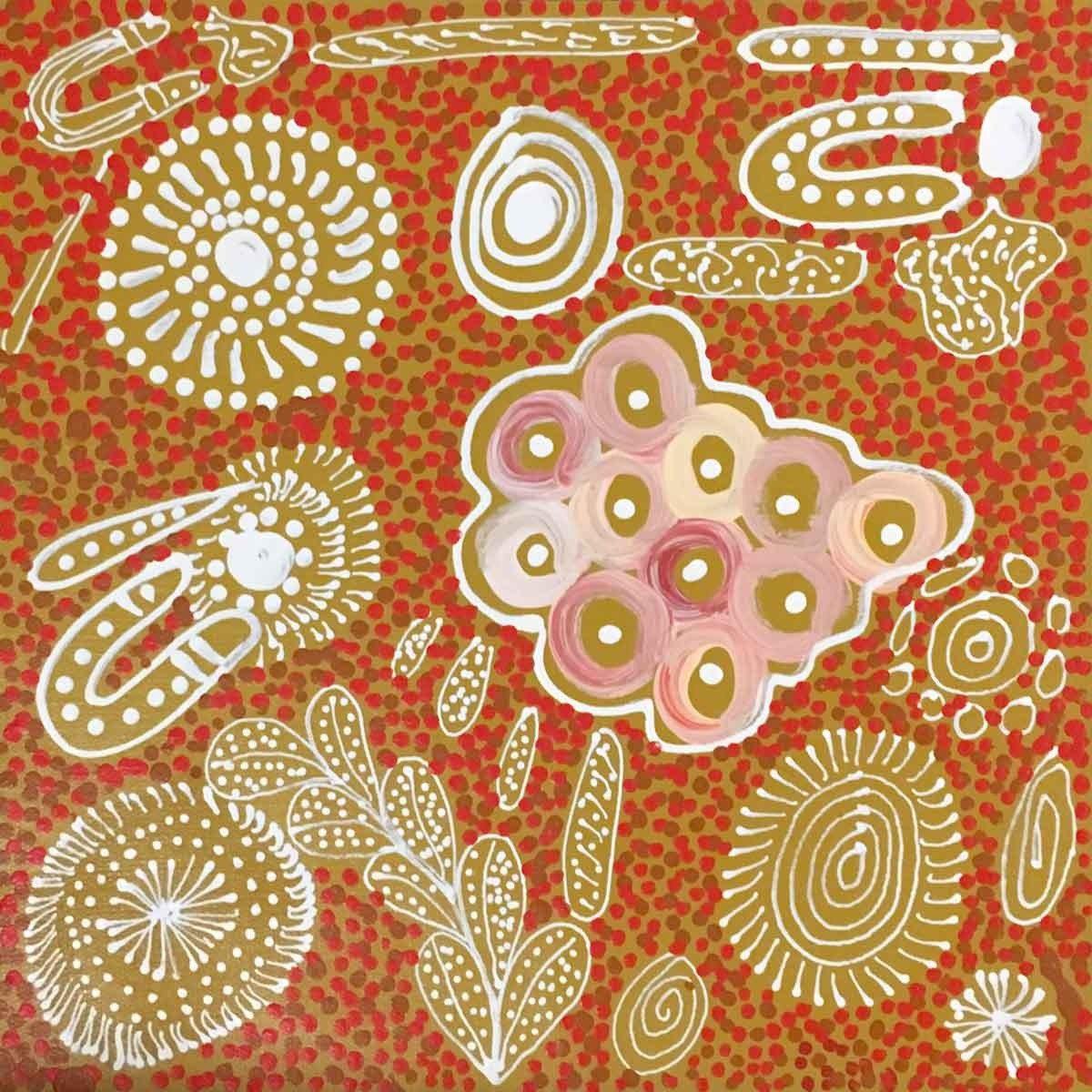 Pencil Yam by Janet golder Kngwarreye | Stretched. Australian Aboriginal Art.