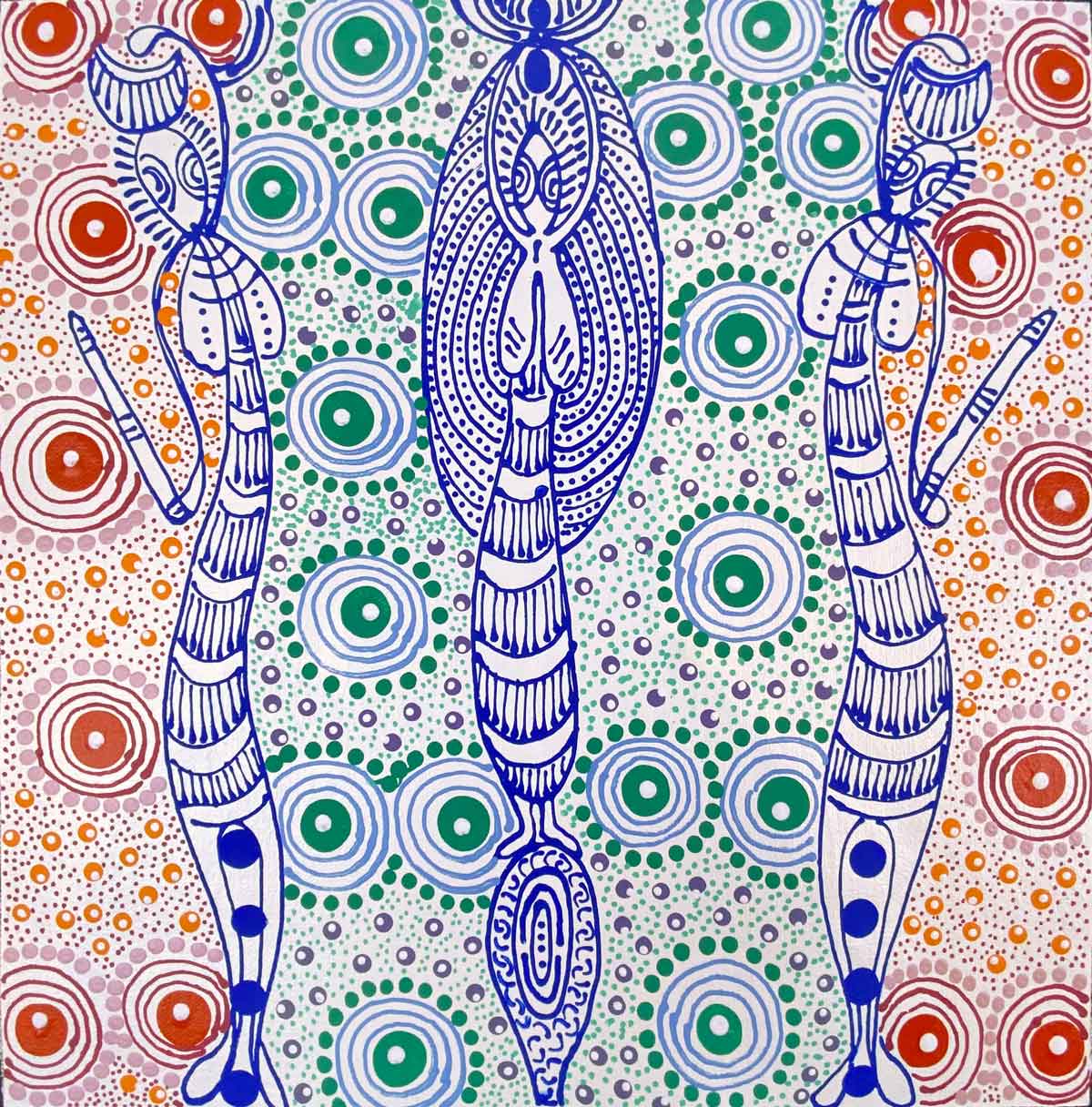 Dreamtime Sisters by Colleen Wallace Nungari | Stretched. Australian Aboriginal Art.