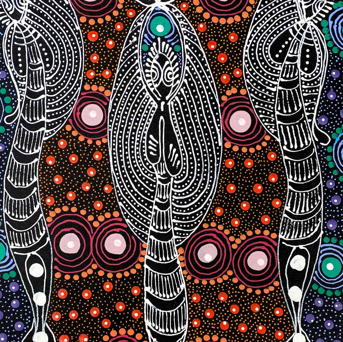 Dreamtime Sisters by Colleen Wallace Nungari | Stretched. Australian Aboriginal Art.