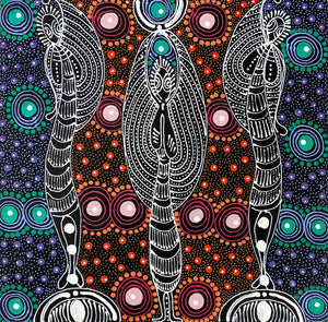 Dreamtime Sisters by Colleen Wallace Nungari | Stretched. Australian Aboriginal Art.