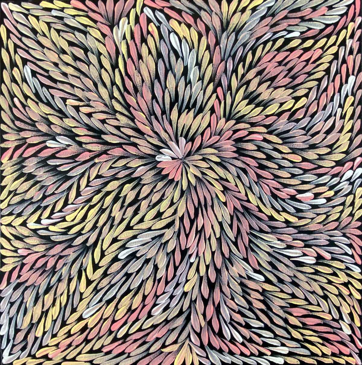 Pencil Yam Flower by Dulcie Long Pwerle. Australian Aboriginal Art.
