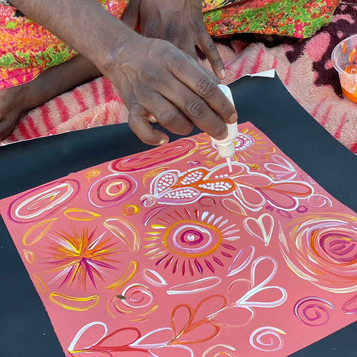 Bush Yam Story by Janet Golder Kngwarreye | Stretched. Australian Aboriginal Art.