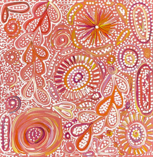 Bush Yam Story by Janet Golder Kngwarreye | Stretched. Australian Aboriginal Art.