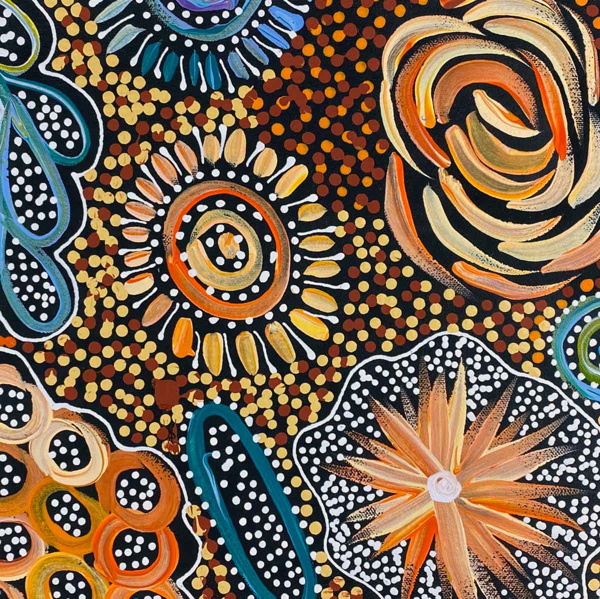 Pencil Yam Flower by Janet Golder Kngwarreye. Australian Aboriginal Art.