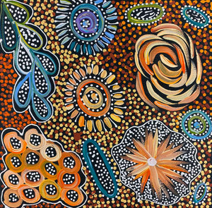 Pencil Yam Flower by Janet Golder Kngwarreye. Australian Aboriginal Art.