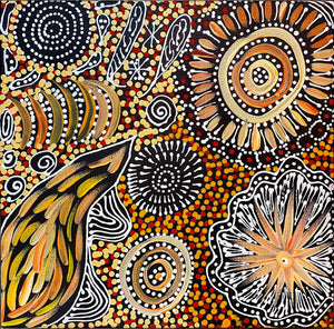 Bush Yam Story von Janet Golder Kngwarreye | Gestreckt (VERKAUFT)