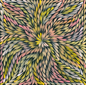 Pencil Yam Flower by Dulcie Pwerle Long | Stretched. Australian Aboriginal Art.
