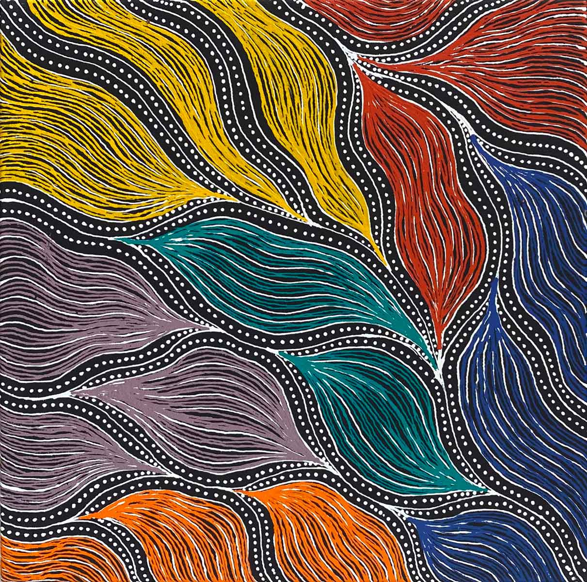 Pencil Yam Story by Delvine Petyarre | Stretched. Australian Aboriginal Art.