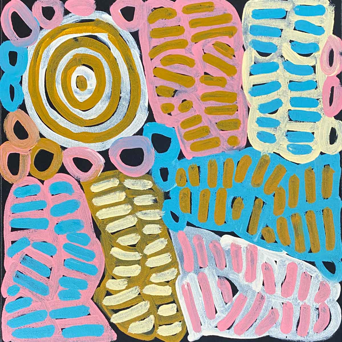 My Mother's Country by Betty Mbitjana. Australian Aboriginal painting.