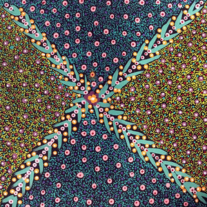 Ntyemeny (Berries) by Maureen Dixon by Maureen Dixon, 30cm x 30cm. Australian Aboriginal Art.