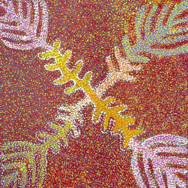 Sweet Honey Grevillea by Doreen Payne, 30cm x 30cm. Aboriginal Painting. #AboriginalArt #UtopiaLane