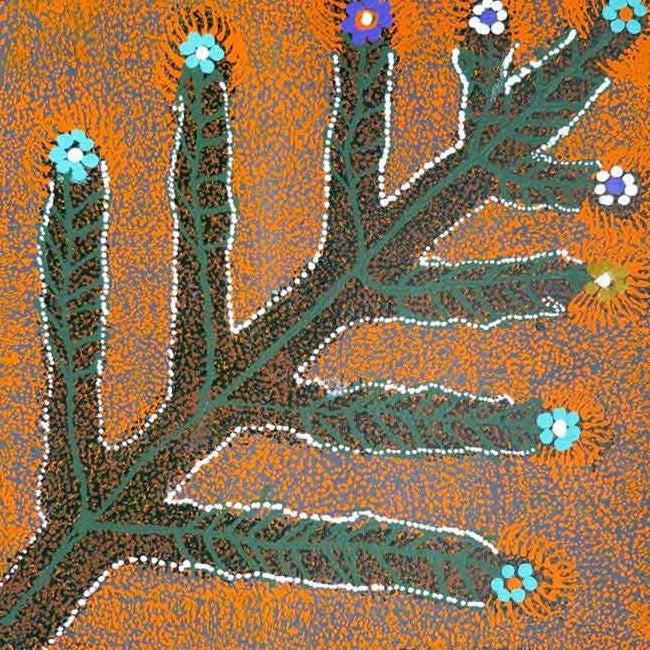 Sweet Honey Grevillea by Doreen Payne, 30cm x 30cm. Aboriginal Painting. #AboriginalArt #UtopiaLane