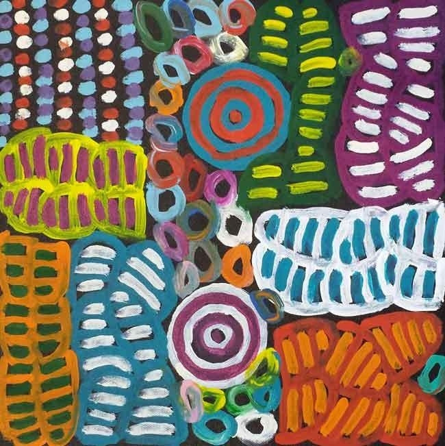 My Mother's Country by Betty Mbitjana, 30cm x 30cm. Aboriginal Painting. #AboriginalArt #UtopiaLane