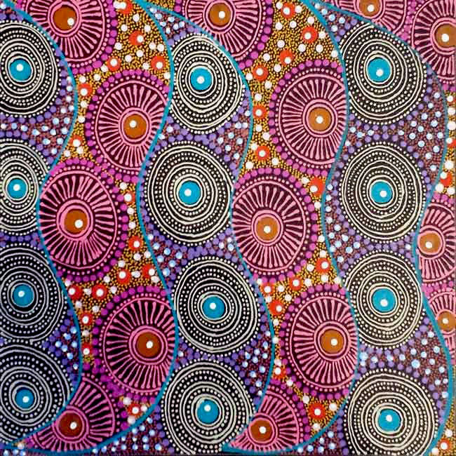 Alpar Seed Story by Karen Bird Ngale, 30cm x 30cm. Aboriginal Painting. #AboriginalArt #UtopiaLane