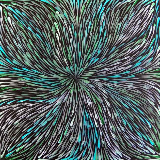 Wild Flowers by Sacha Long Petyarre (SOLD), 30cm x 30cm. Aboriginal Painting. #AboriginalArt #UtopiaLane
