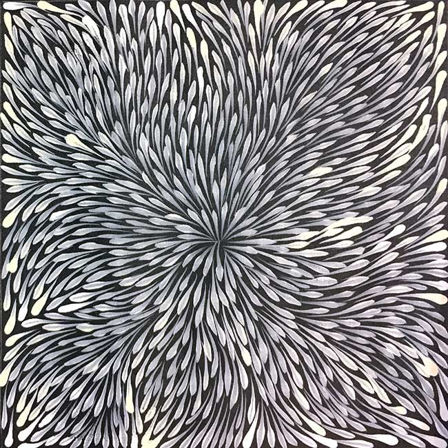 Wild Flowers by Sacha Long Petyarre (SOLD)-by-Sacha Long Petyarre-30cm x 30cm-at-Utopia-Lane-Gallery #AboriginalArt #Sacha Long Petyarre