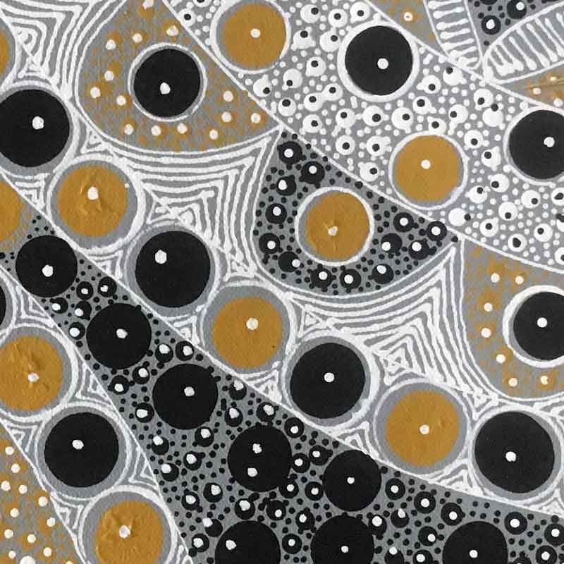 Alpar Seed, Bush Plum & Mulga Seed by Alvira Bird NEW by Alvira Bird Mpetyane, 30cm x 30cm. Australian Aboriginal Art.