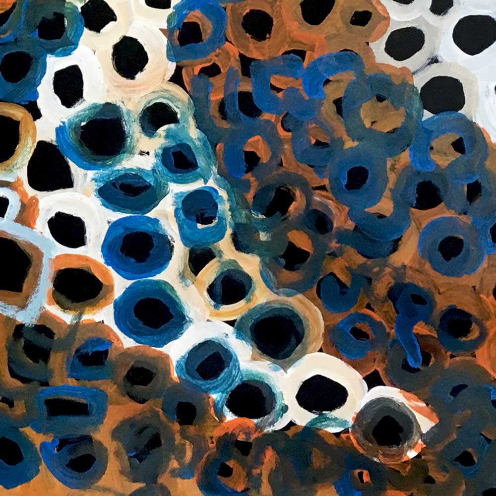 Soakage by Lena Pwerle by Lena Pwerle, 90cm x 90cm. Australian Aboriginal Art.
