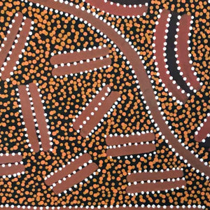 Ahakeye (Bush Plum) Dreaming by Lindsay Bird Mpetyane by Lindsay Bird Mpetyane, 90cm x 90cm. Australian Aboriginal Art.