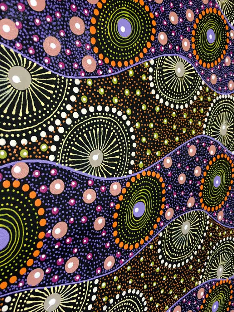 Alpar Seed Story by Karen Bird Ngale by Karen Bird Ngale, 120cm x 45cm. Australian Aboriginal Art.