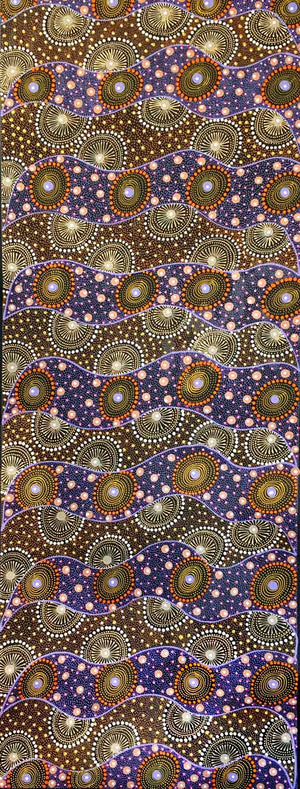 Alpar Seed Story by Karen Bird Ngale by Karen Bird Ngale, 120cm x 45cm. Australian Aboriginal Art.